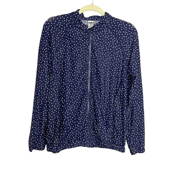Tommy Bahama Navy Blue White Polka Dot Island Active Cover up Jacket Size Medium - Picture 2 of 9